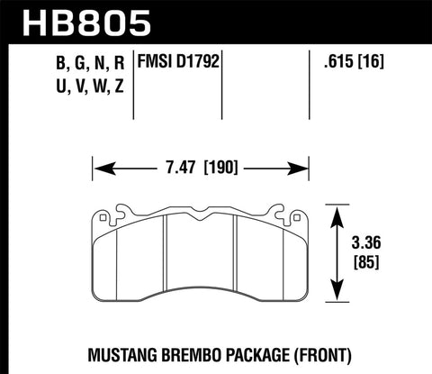 Hawk 15-17 Ford Mustang Brembo Package DTC-60 Front Brake Pads