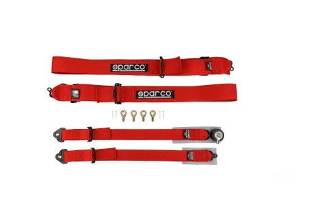 Sparco 2in/3in 4-point Harness Red Snap-On - Universal