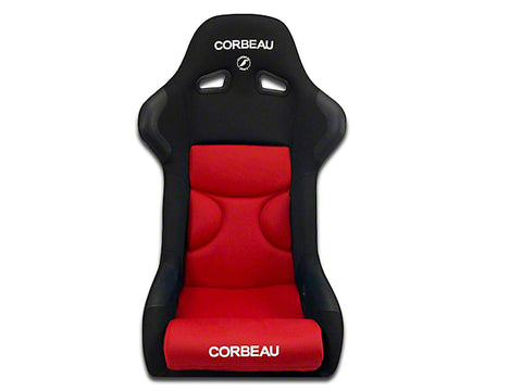 Corbeau FX1 Black Cloth w/ Red Inserts Fixed Back Seat - Universal