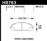 Hawk 08-16 Toyota Highlander / 11-17 Toyota Sienna Super Duty Front Brake Pads