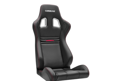 Corbeau Sportline Evolution X Reclining Black Vinyl / Carbon Red Stitching Seat - Universal