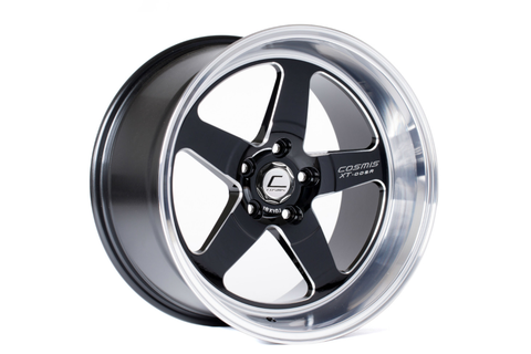 Cosmis Racing Wheels XT-005R 18x9 +25mm 5x100 Black w/ Machined Lip - Universal