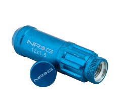 NRG STEEL LUG NUT WITH DUST CAP COVER SET: M12x1.5 (20PC.+ 1-KEY, BLUE)