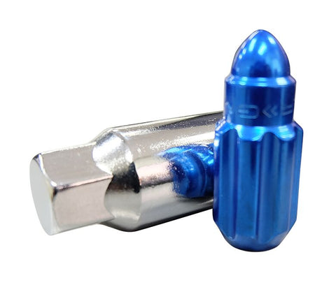 NRG STEEL LUG NUT SET: BULLET SHAPE M12x1.5 (20PC.+ 1-KEY, BLUE)