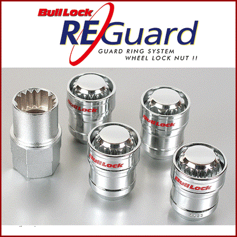 BULL LOCK RE-GUARD LOCK & LUG SET: 14 X 1.5 (16 NUTS + 4 LOCKS + KEY, CHROME)