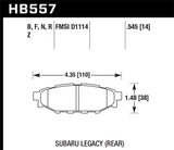 Hawk 08 WRX Rear HP+ Street Brake Pads