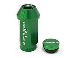 NRG - T7075 LUG NUTS W/NRG LOGO CAP: M12x1.25 (4PC. GREEN)