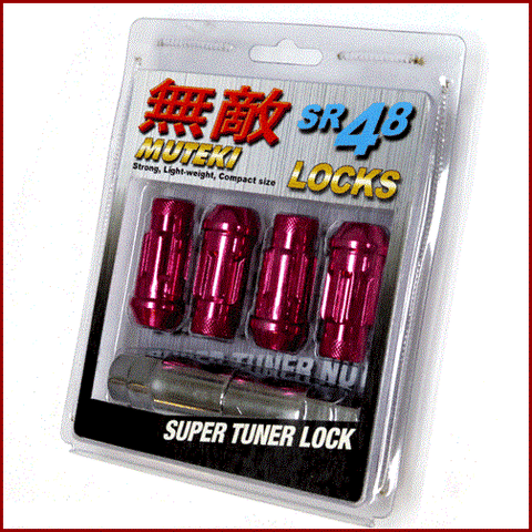 MUTEKI SR48 LUG NUT 4PCS LOCK SET: 12 x 1.50 (OPEN END/PINK)