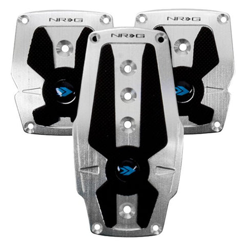 NRG SPORT PEDAL: SILVER W/BLACK RUBBER INSERTS (A/T)