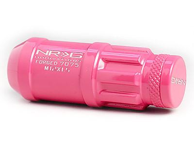 NRG - T7075 LUG NUTS W/NRG LOGO CAP: M12x1.5 (4PC. PINK)