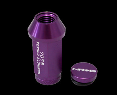 NRG - T7075 LUG NUTS W/NRG LOGO CAP: M12x1.5 (4PC. PURPLE)