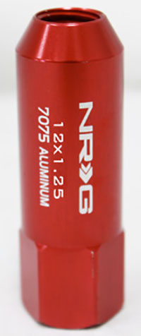 NRG - 7075 EXTENDED LUG NUTS: 1/2" x 20-RH (4PC. RED)