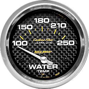 AUTO METER CARBON FIBER 2-5/8 GAUGE: WATER TEMP 100-250 F